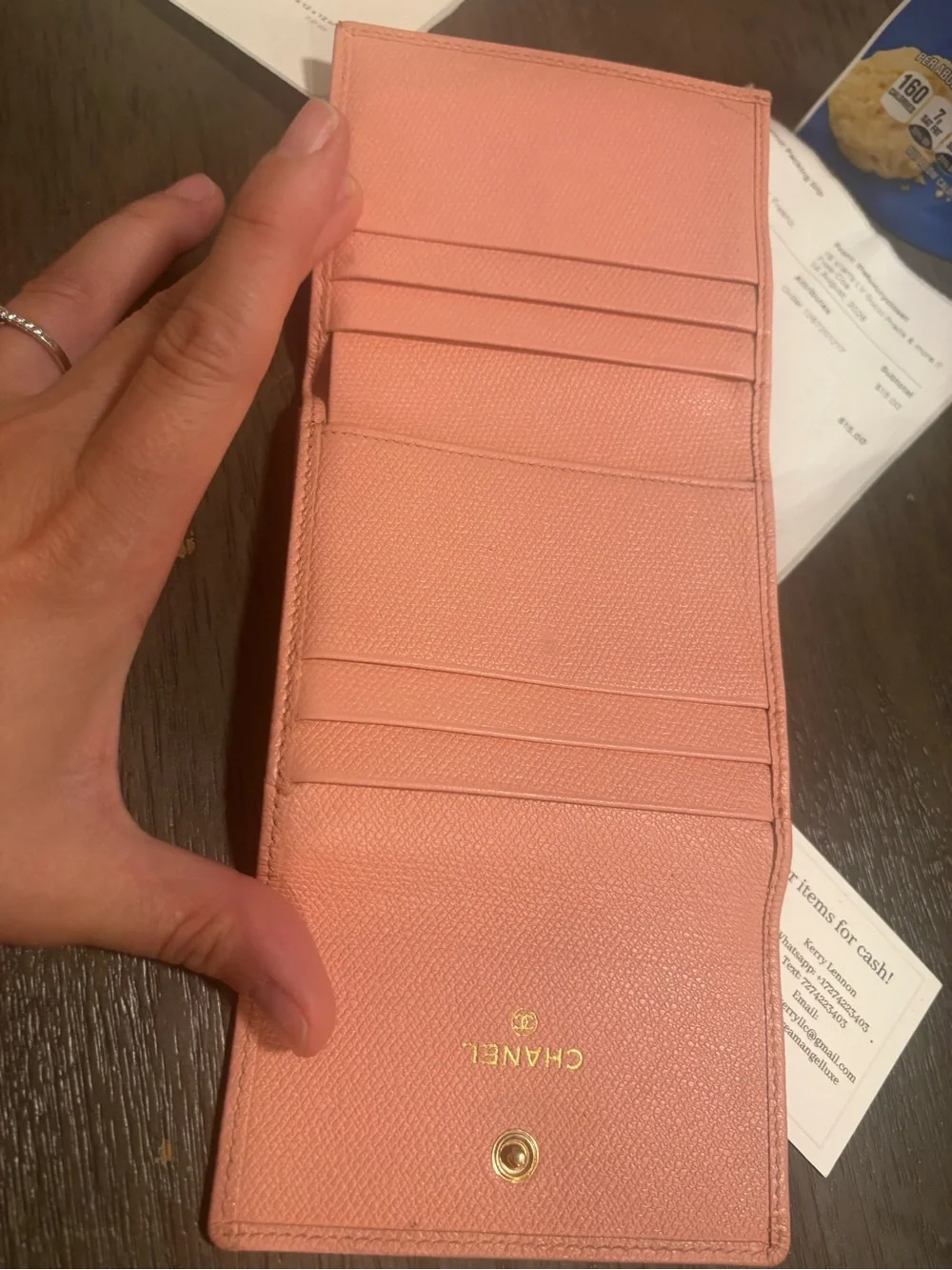 CHANEL Pink Compact Bi-Fold Wallet with CC Button